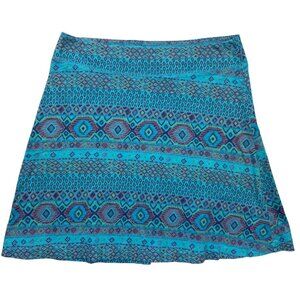 NWT Fresh Produce Marina Geometric Mini Skirt Sz M Blue Purple Cotton Stretch